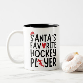 Santa's Favourite Hockey Player, Christmas Gifts  Two-Tone Coffee Mug