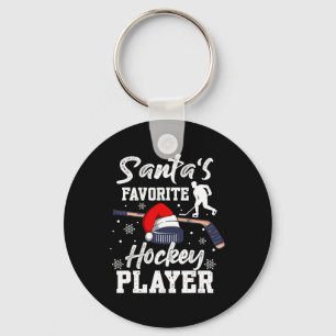 Santa's Favourite Hockey Player Christmas Pajama H Key Ring