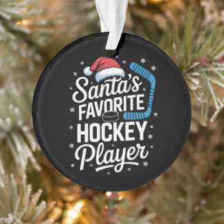 Santas Favourite Hockey Player Christmas Puck Stic Ornament