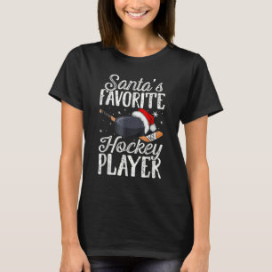 Santa's Favourite Hockey Player Funny Christmas Pa T-Shirt