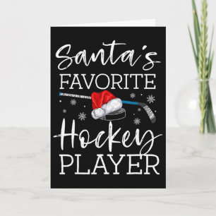 Santa's Favourite Hockey Player Funny Pajama Chris Card