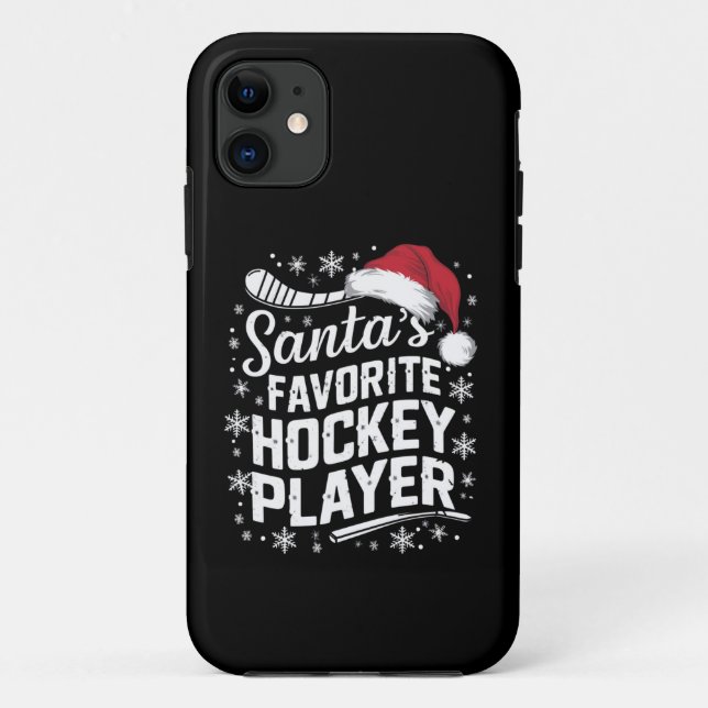 Santa's Favourite Hockey Player Pajama Christmas  Case-Mate iPhone Case (Back)