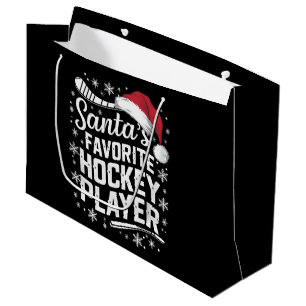 Santa's Favourite Hockey Player Pajama Christmas Large Gift Bag
