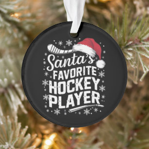 Santa's Favourite Hockey Player Pajama Christmas Ornament