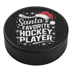 Santa's Favourite Hockey Player Pajama Christmas  Puck