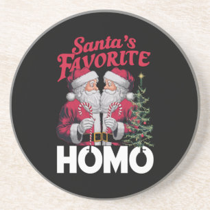 Santas Favourite Homo Gay Christmas LGBTQ Pride  Coaster