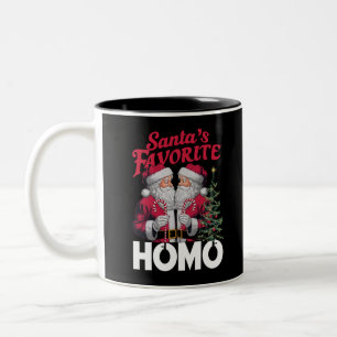 Santas Favourite Homo Gay Christmas LGBTQ Pride  Two-Tone Coffee Mug