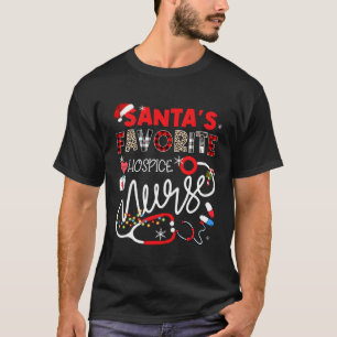 Santa'S Favourite Hospice Nurse Lights Leopard Pla T-Shirt
