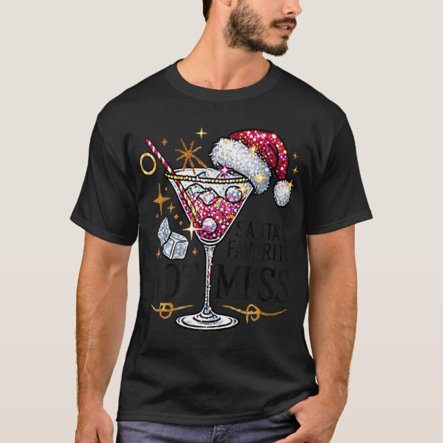 Santa'S Favourite Hot Mess Funny Margarita T-Shirt (Front)
