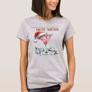 Santa's Favourite Hot Mess Martini Christmas T-Shirt