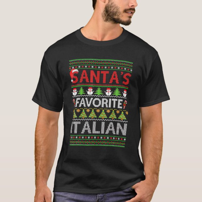 Santas Favourite Italian Funny Christmas Santa Ugl T-Shirt (Front)
