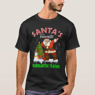Santa's Favourite Kindergarten Teacher Xmas Tree S T-Shirt