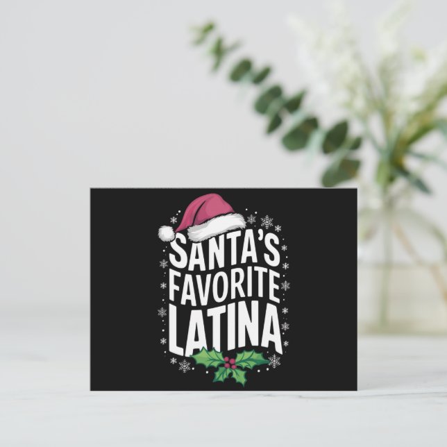 Santa's Favourite Latina Christmas Ugly Xmas Holiday Postcard (Standing Front)