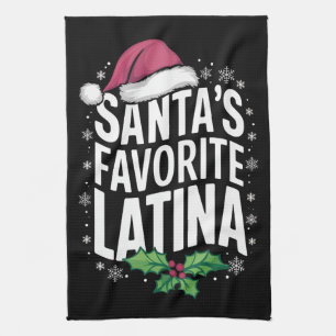 Santa's Favourite Latina Christmas Ugly Xmas Tea Towel