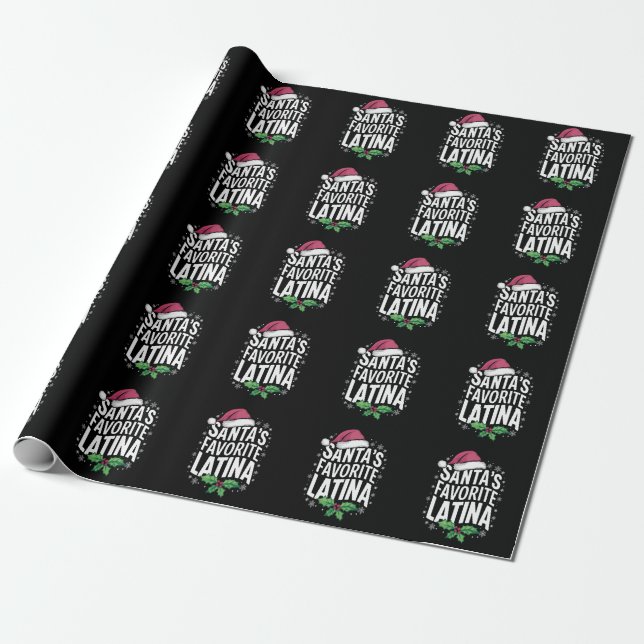 Santa's Favourite Latina Christmas Ugly Xmas Wrapping Paper (Unrolled)