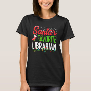 Santa's Favourite Librarian Christmas Library Book T-Shirt