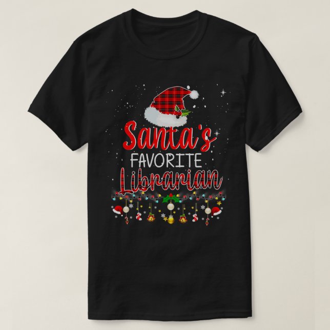 Santas Favourite Librarian Christmas T-Shirt (Design Front)