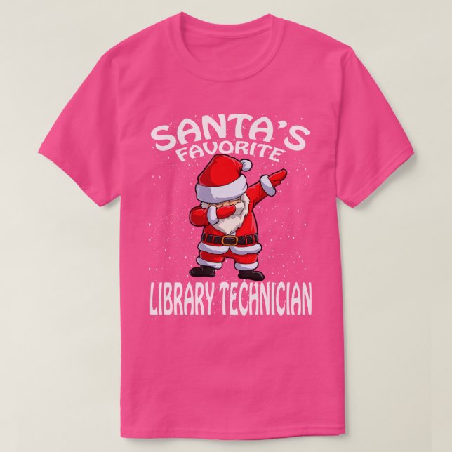 Santas Favourite Library Technician Christmas T-Shirt (Design Front)