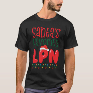 Santa'S Favourite Lpn Christmas Nurse Gift T-Shirt