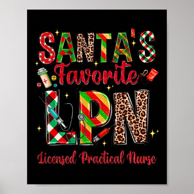 Santa's Favourite Lpn Licensed Practical Nurse Wom Poster (Front)
