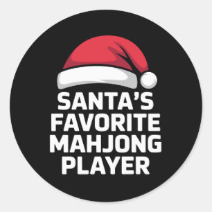 Santa's Favourite Mahjong Player Christmas Game Classic Round Sticker