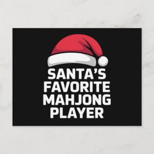 Santa's Favourite Mahjong Player Christmas Game Holiday Postcard