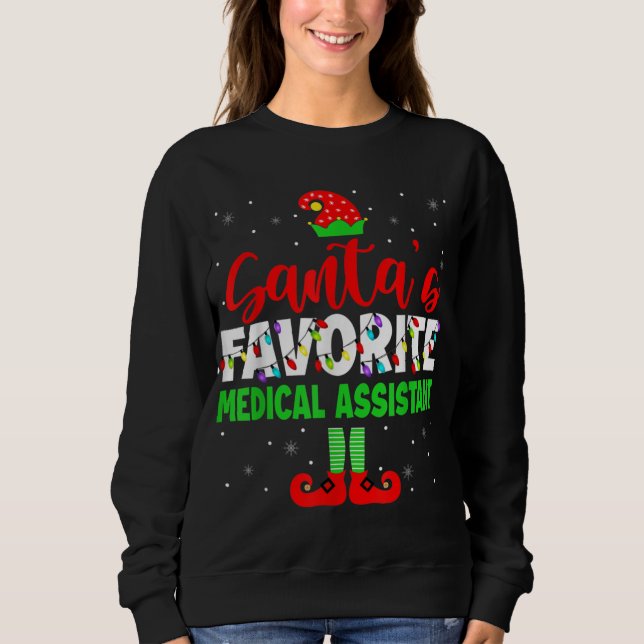 Santa's Favourite Medical Assistant Christmas Ligh Sweatshirt (Front)