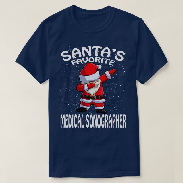 Santas Favourite Medical Sonographer Christmas T-Shirt (Design Front)