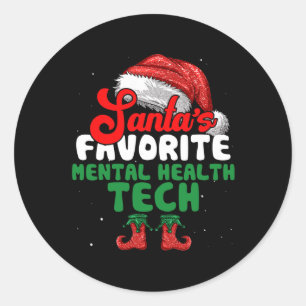 Santa's Favourite Mental Health Tech Christmas Classic Round Sticker