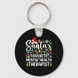 Santa's Favourite Mental Health Therapist Funny Ch Key Ring