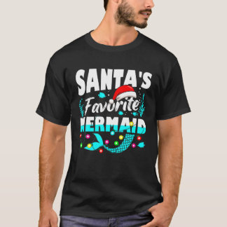 Santa's Favourite Mermaid Lover Christmas Xmas Fun T-Shirt