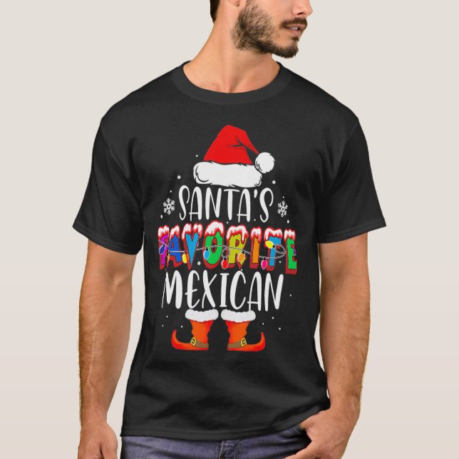 Santas Favourite Mexican Funny Christmas Santa Gif T-Shirt (Front)