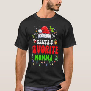Santa's Favourite Momma Groovy Christmas Santa Hat T-Shirt