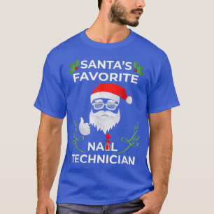 Santas Favourite Nail Technician Funny Christmas T-Shirt