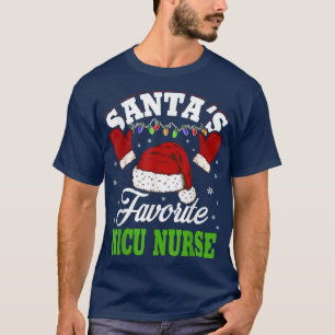 Santa's Favourite Nicu Nurse Funny Christmas Light T-Shirt