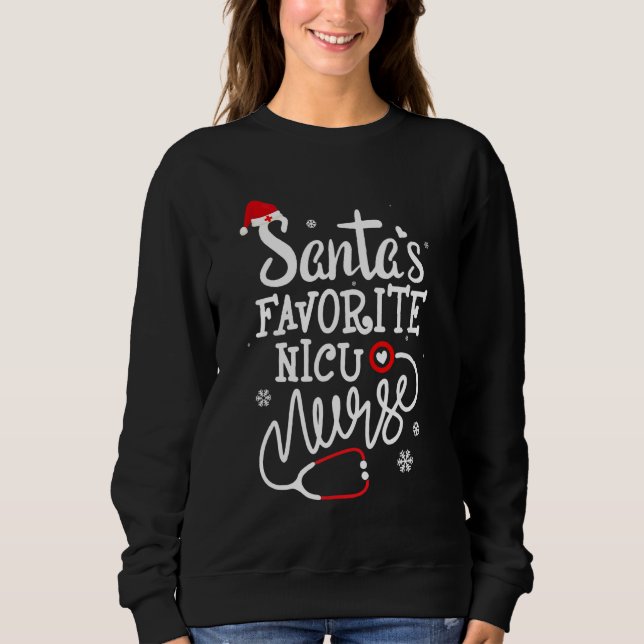 Santa's Favourite Nicu Nurse Xmas Light Santa Hat  Sweatshirt (Front)
