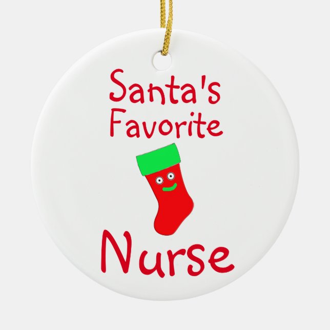 Santa's Favourite Nurse Ceramic Ornament (Front)