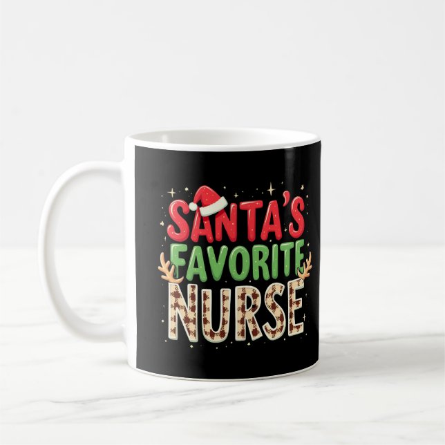 Santa's Favourite Nurse Christmas Holiday Mug (Left)