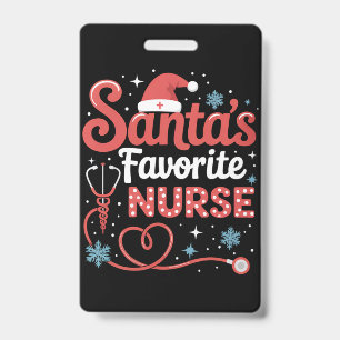 Santa's Favourite Nurse Christmas  ID Badge