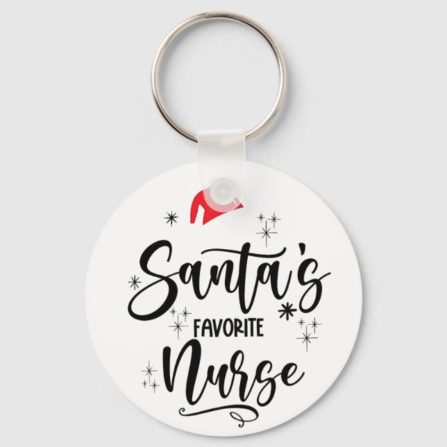 Santa's Favourite Nurse Christmas  Key Ring (Front)