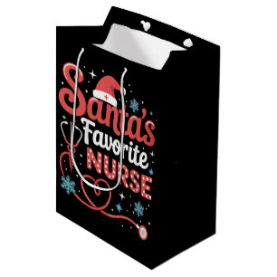 Santa's Favourite Nurse Christmas Medium Gift Bag