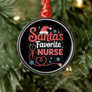 Santa's Favourite Nurse Christmas  Metal Ornament