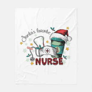 Santa's Favourite Nurse Christmas Mum Nurse Fleece Blanket