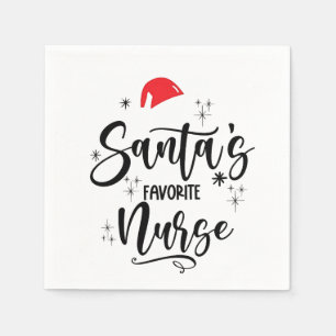 Santa's Favourite Nurse Christmas Napkin