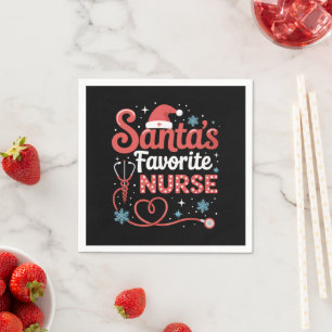Santa's Favourite Nurse Christmas Napkin