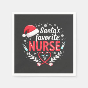Santa's Favourite Nurse Christmas Nursing Napkin