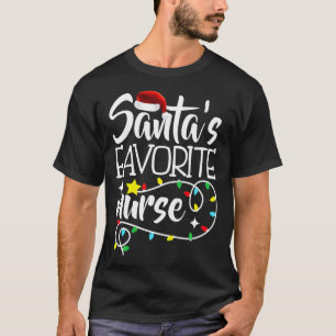Santa's Favourite Nurse Christmas Pajama Lights Nu T-Shirt