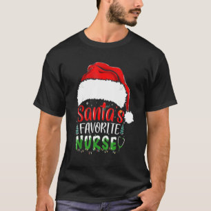 Santa's Favourite Nurse Christmas Pajama Lights Nu T-Shirt