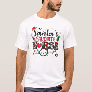 Santa's Favourite Nurse Christmas Pajama Lights Nu T-Shirt