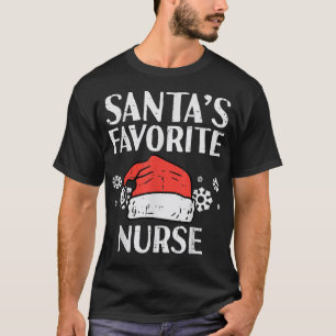 Santas Favourite Nurse Christmas Pyjamas Xmas PJs T-Shirt
